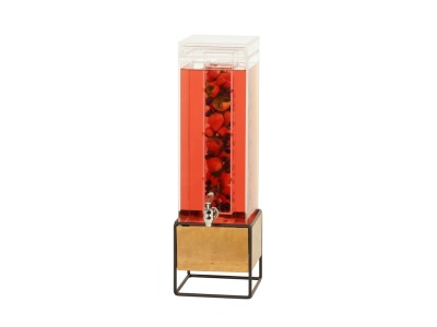 Madera 3 Gallon Square Beverage Dispenser with Wood and Metal Base and Infusion Chamber